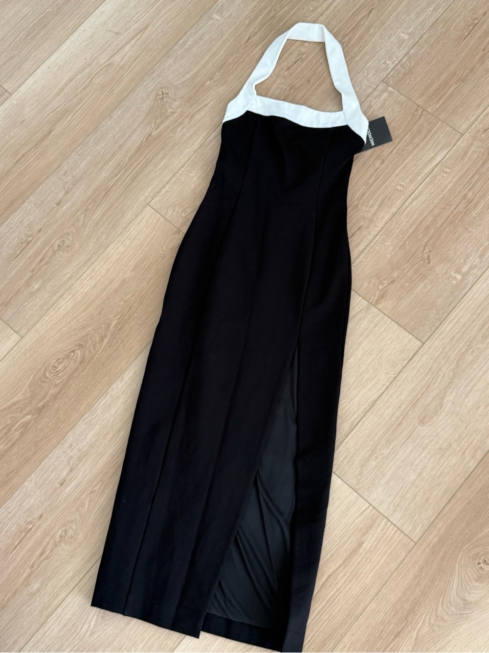 NICHOLAS Jane Black and Milk Halter Dress